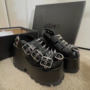 New Dolls Kill Widow Fury Mood Platform Sandals